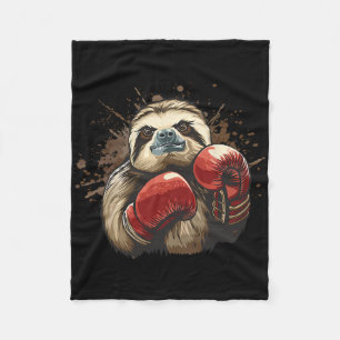 Boxing Sloth With Boxing Gloves Kickboxing Funny B Fleece Blanket