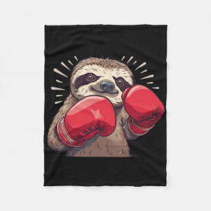 Boxing Sloth With Boxing Gloves Kickboxing Funny B Fleece Blanket