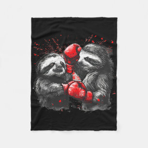 Boxing Sloth With Boxing Gloves Kickboxing Funny B Fleece Blanket