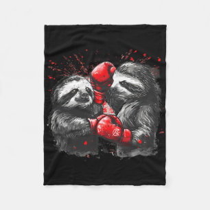 Boxing Sloth With Boxing Gloves Kickboxing Funny B Fleece Blanket