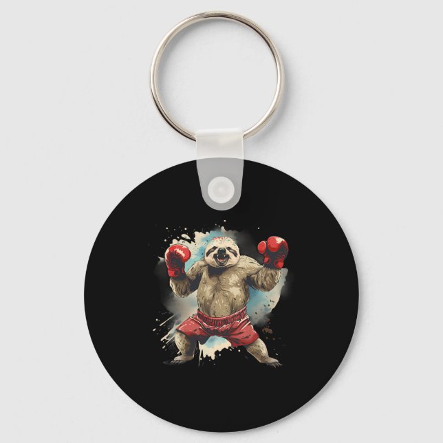 Boxing Sloth With Boxing Gloves Kickboxing Funny B Key Ring (Front)