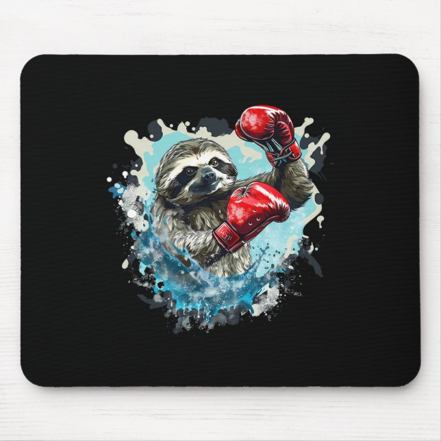 Boxing Sloth With Boxing Gloves Kickboxing Funny B Mouse Mat (Front)