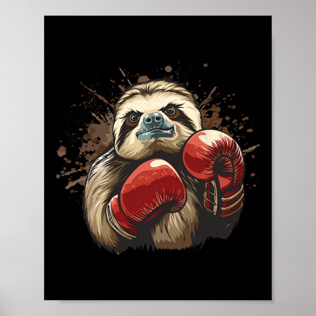 Boxing Sloth With Boxing Gloves Kickboxing Funny B Poster (Front)