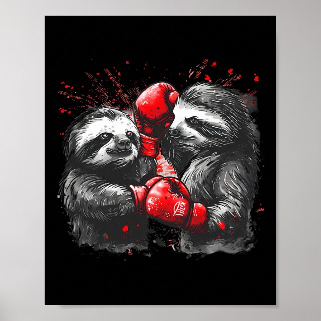 Boxing Sloth With Boxing Gloves Kickboxing Funny B Poster (Front)