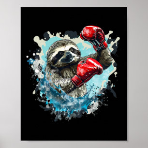 Boxing Sloth With Boxing Gloves Kickboxing Funny B Poster