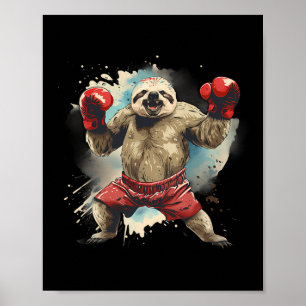 Boxing Sloth With Boxing Gloves Kickboxing Funny B Poster