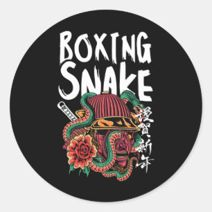 Boxing Snake Japanese Samurai Warrior Cobra Fighte Classic Round Sticker