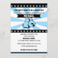 Boxing Sports Boy Birthday Invitation Blue