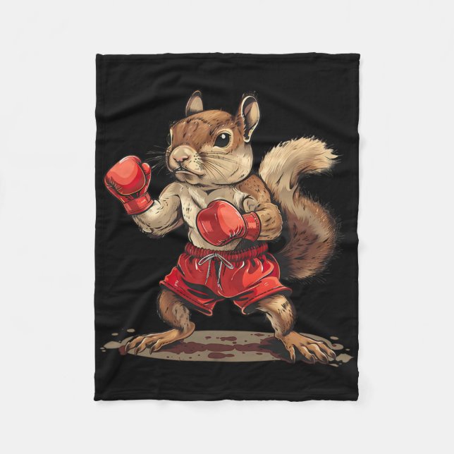 Boxing Squirrel With Boxing Gloves Kickboxing Funn Fleece Blanket (Front)