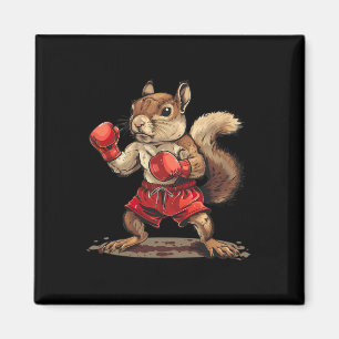 Boxing Squirrel With Boxing Gloves Kickboxing Funn Magnet