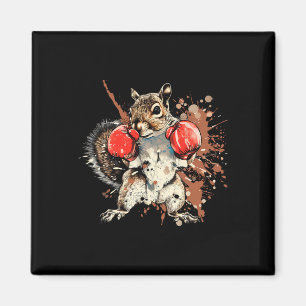 Boxing Squirrel With Boxing Gloves Kickboxing Funn Magnet