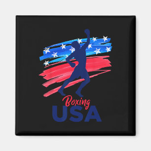 Boxing Support The Team Shirt Usa Flag American Bo Magnet