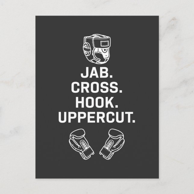 Boxing Technique Jab hook uppercut Box Training Postcard (Front)
