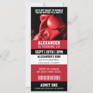 Boxing Ticket Birthday Party Invitation