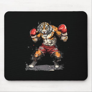 Boxing Tiger With Boxing Gloves Kickboxing Funny B Mouse Mat