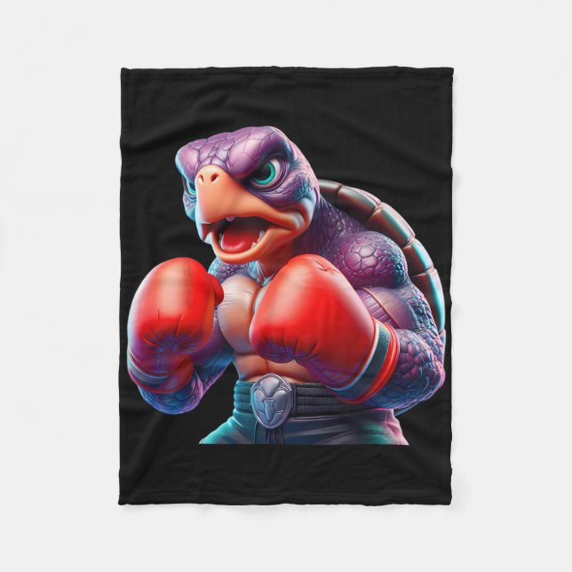 Boxing Tortoise Turtle Boxer Kickboxer Mma Fighter Fleece Blanket (Front)