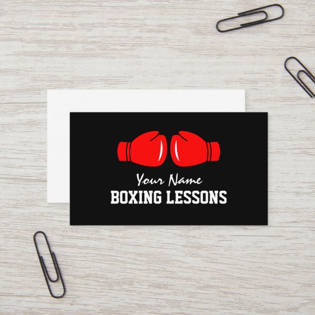 Boxing training lessons business card template (Front/Back In Situ)