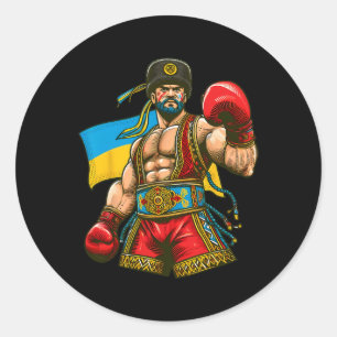 Boxing Ukrainian Boxer Ukraine Flag Classic Round Sticker