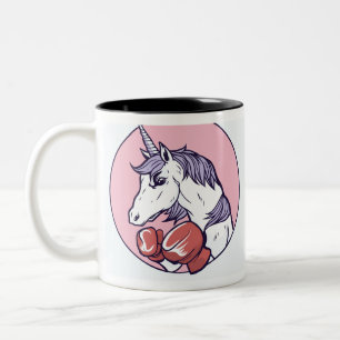 Boxing Unicorn Two-Tone Coffee Mug