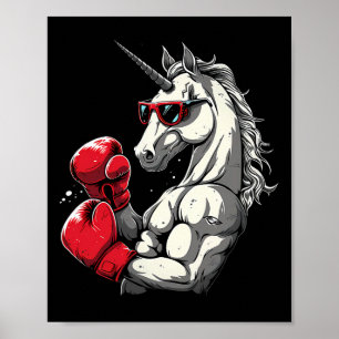 Boxing Unicorn With Boxing Gloves Kickboxing Cute Poster