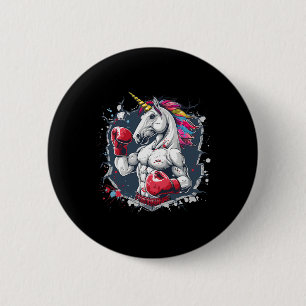 Boxing Unicorn With Boxing Gloves Kickboxing Funny 6 Cm Round Badge