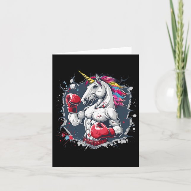 Boxing Unicorn With Boxing Gloves Kickboxing Funny Card (Front)