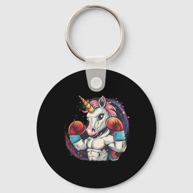 Boxing Unicorn With Boxing Gloves Kickboxing Funny Key Ring (Front)