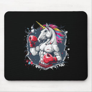 Boxing Unicorn With Boxing Gloves Kickboxing Funny Mouse Mat