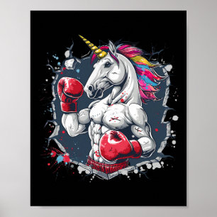 Boxing Unicorn With Boxing Gloves Kickboxing Funny Poster