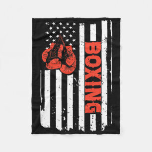 Boxing Usa Flag Mma Fighter Kickboxing Boxing For Fleece Blanket