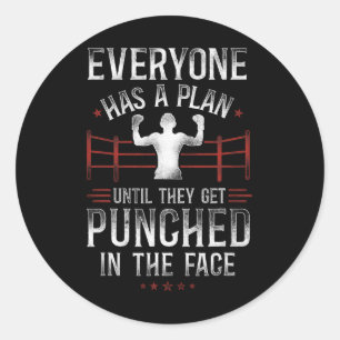 Boxing Vintage Everyone Has A Plan Until They Get Classic Round Sticker