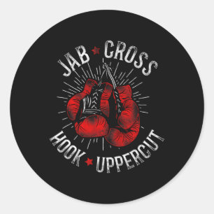Boxing Vintage Jab Cross Hook Uppercut Classic Round Sticker