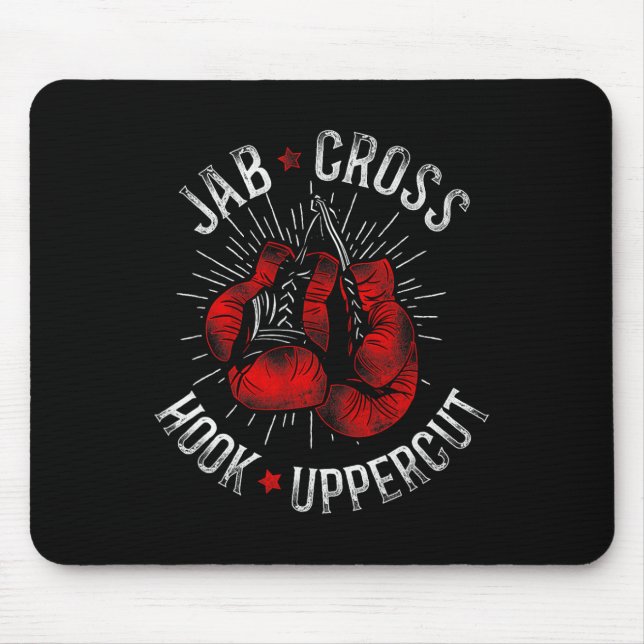 Boxing Vintage Jab Cross Hook Uppercut  Mouse Mat (Front)