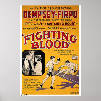 BOXING Vintage JACK DEMPSEY BOX FILM Fighting Bloo Poster