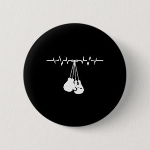 Boxing White Gloves Hanged On Boxing Heart Rate Fu 6 Cm Round Badge
