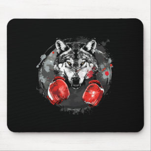 Boxing Wolf With Boxing Gloves Kickboxing Funny Bo Mouse Mat