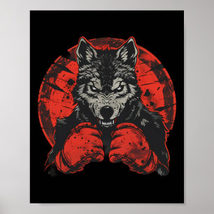 Boxing Wolf With Boxing Gloves Kickboxing Funny Bo Poster