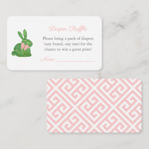 Boxwood Rabbit Girl Baby Shower Diaper Raffle Enclosure Card