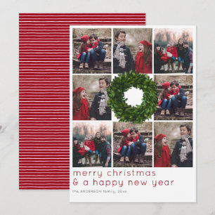 Boxwood Wreath 8 Grid Christmas Holiday Card