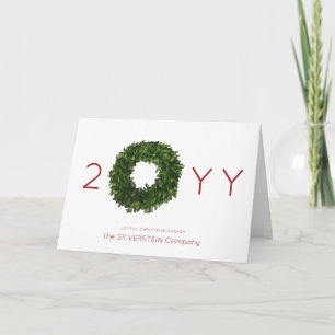 Boxwood Wreath Christmas Holiday Corporate Folded Invitation
