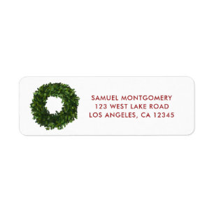 Boxwood Wreath Christmas Holiday Return Address