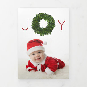 Boxwood Wreath Christmas Holiday Trifold Card