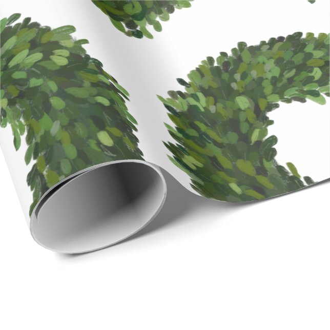 Boxwood Wreath Christmas Holiday Wrapping Paper (Roll Corner)