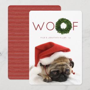 Boxwood Wreath Pet Christmas Holiday Flat Card