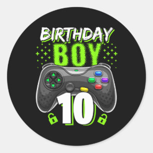 Boy 10 Video Game Controller Gamer 10th Birthday  Classic Round Sticker