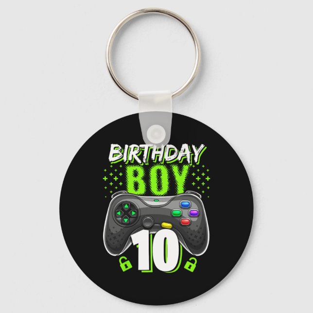 Boy 10 Video Game Controller Gamer 10th Birthday  Key Ring (Front)