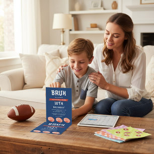 Boy 10Th Birthday Invitation, modern  slang bruh  Invitation