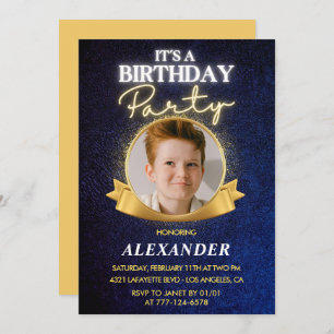 Boy 10th birthday invitations  Elegant Chic Photo