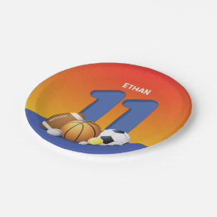 Boy 11th Birthday Sports Balls Paper Plate