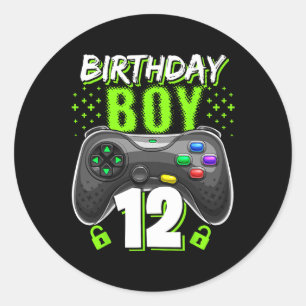 Boy 12 Video Game Controller Gamer 12th Birthday  Classic Round Sticker